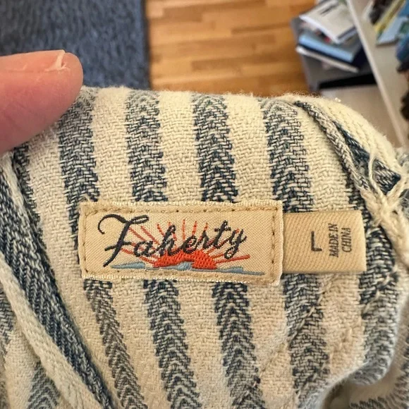 Faherty Women's Striped Blue and White Topsail Classic Overalls - Picture 12 of 13